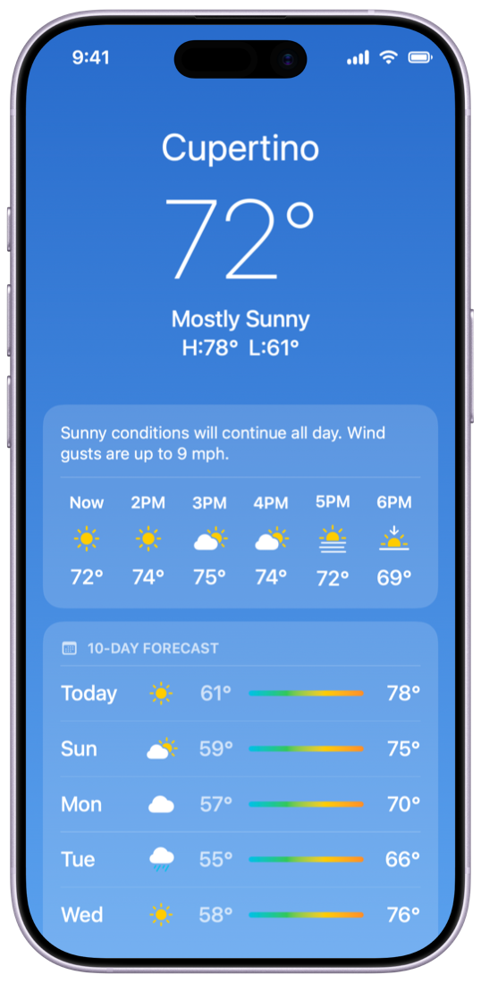 Weather in iPhone 17, Lavender