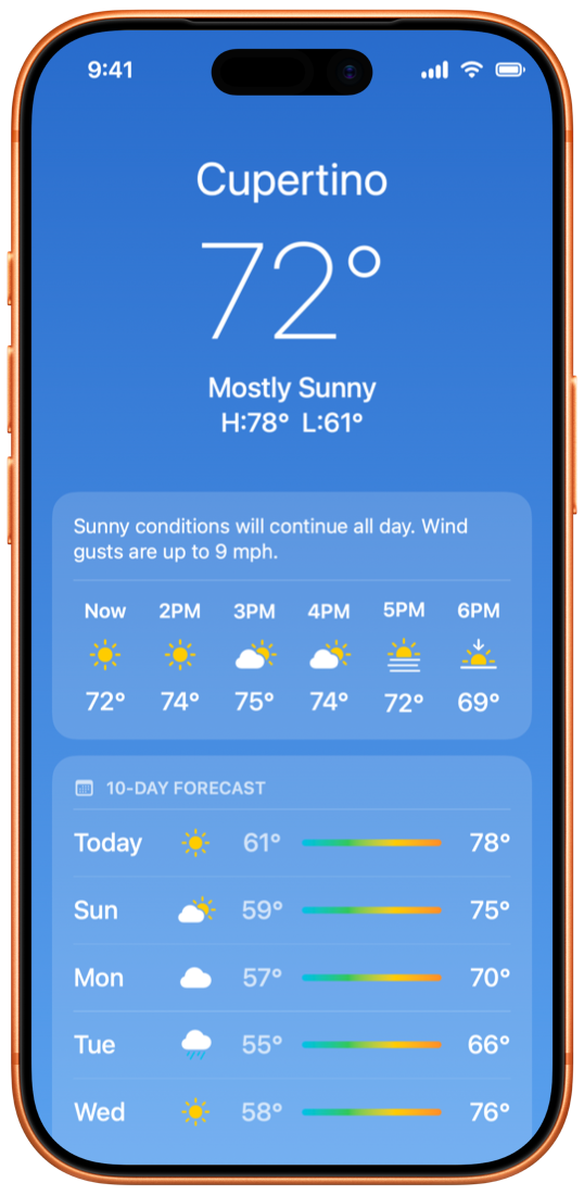 Weather in iPhone 17 Pro, Cosmic Orange